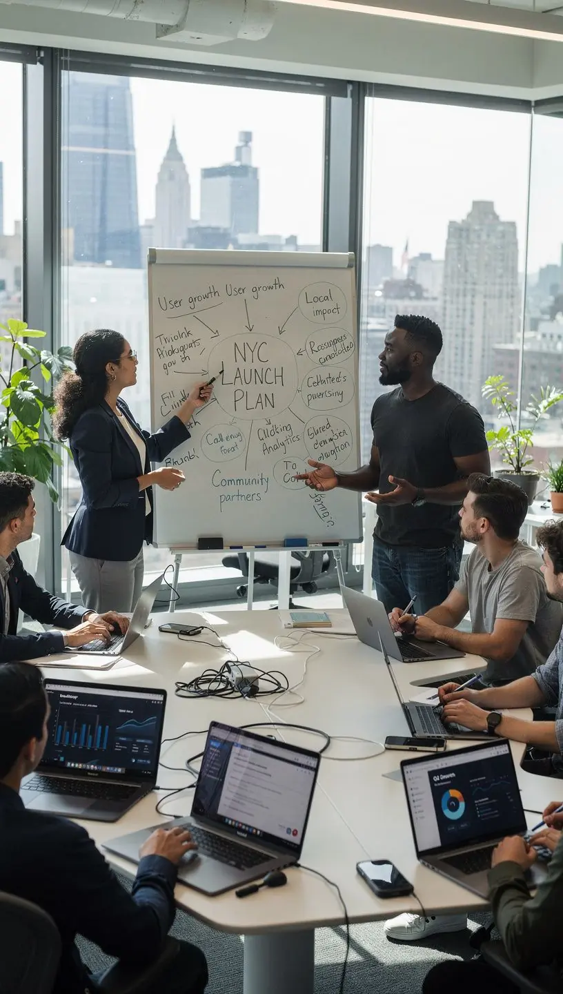 Local government officials analyzing data for decision-making.