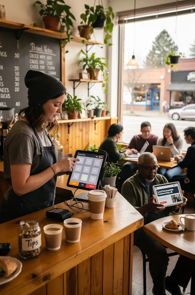 Local groups collaborating through technology tools.